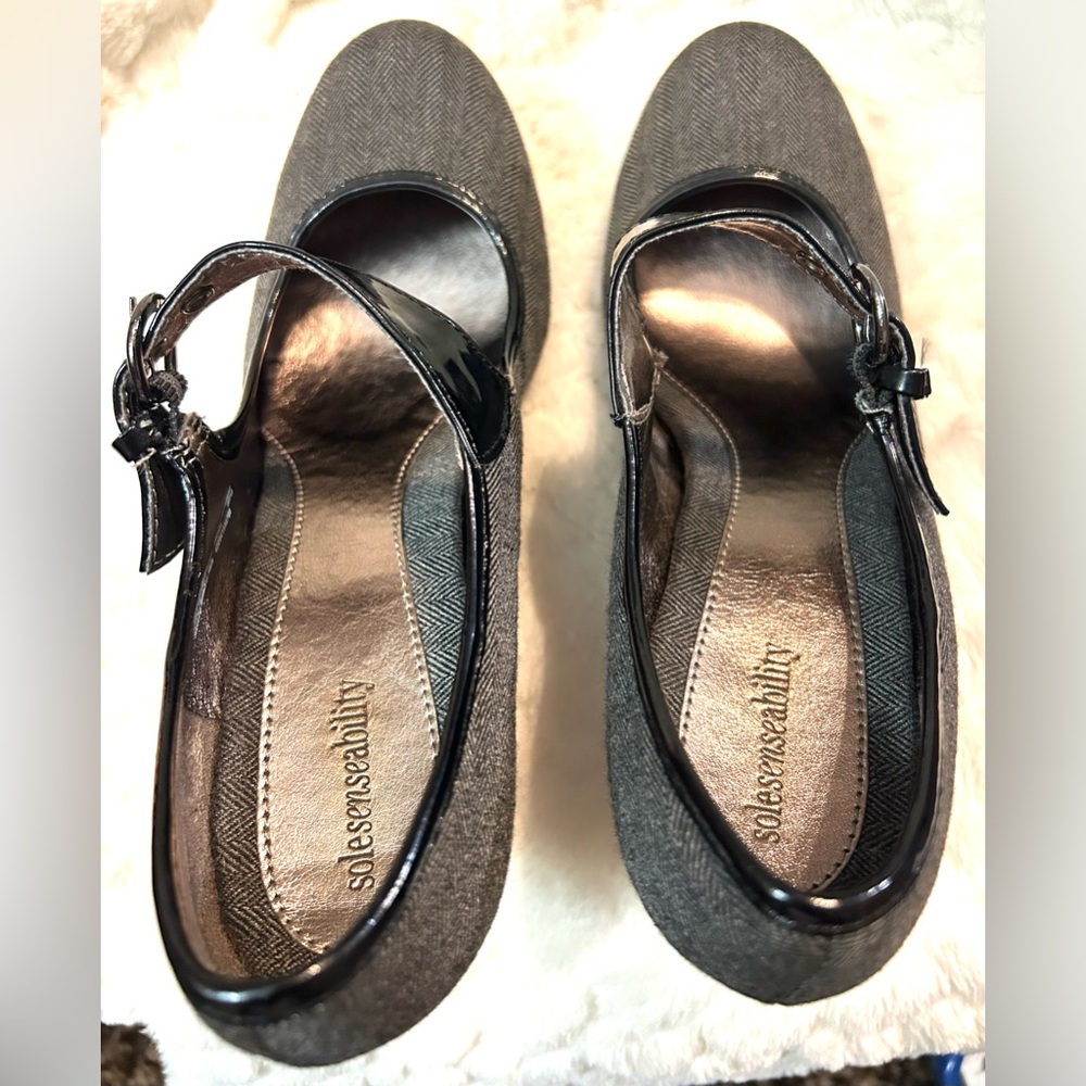 Solesensability Gray Houndstooth Mary Jane pumps women’s size 9.5M - Picture 7 of 12